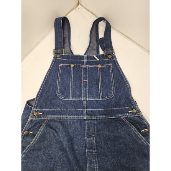 Big Mac Bib Mens Overalls Denim Square Bak Button Fly USA Made 42-44 x 32" - Picture 2 of 11